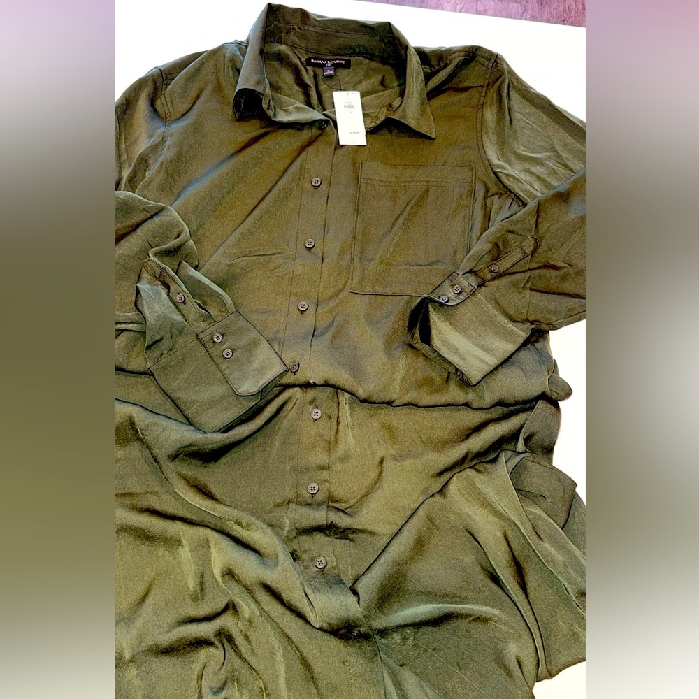 NWT Banana Republic Silky Maxi Shirt Dress